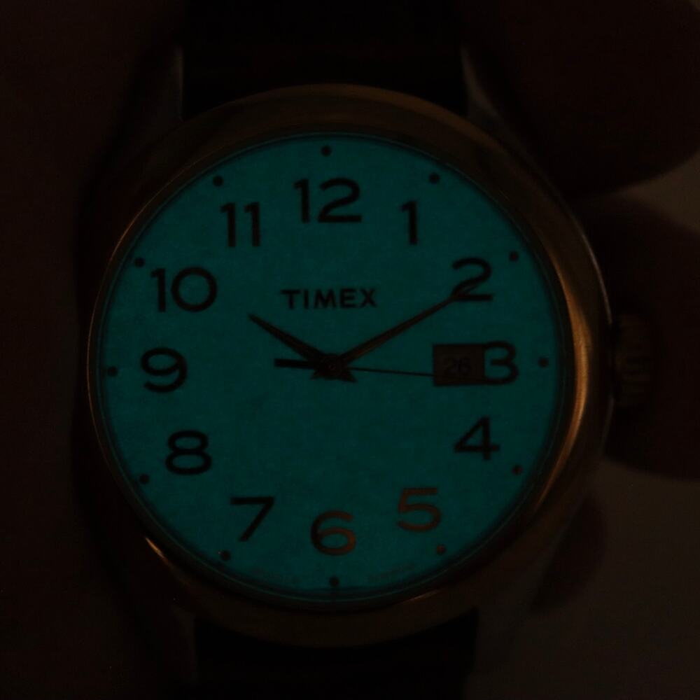 Timex Indiglo Mens 41mm Easy Read Gray Date Watch Brown Leather w New Battery - Picture 7 of 13